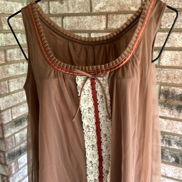 NOS 1960s Tosca Vintage Mocha Double Nylon 50s 60s Nightgown L Gown Oldstock